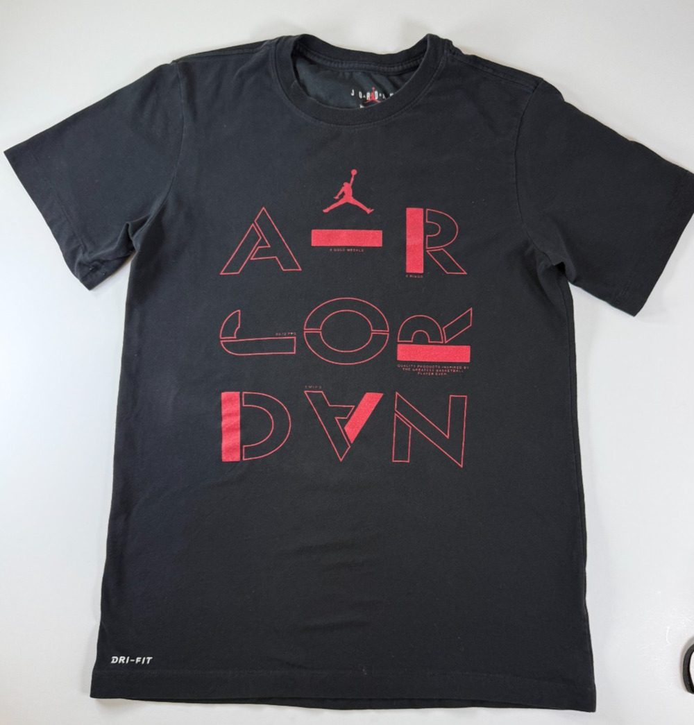 Nike Air Jordan Dri-FIT T Shirt Men's Small Black Red Graphic Basketball Tee